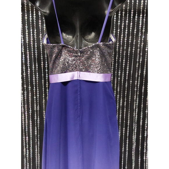 Purple Ombre Formal Bridesmaid Dress with Sequin Top - Picture 5 of 6
